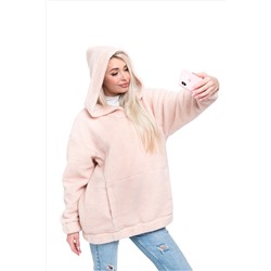 Толстовка женская из овечьей шерсти оверсайз HOT TREND (с капюшоном, цвет Пудра) цвет ТЕЛЕСНЫЙ