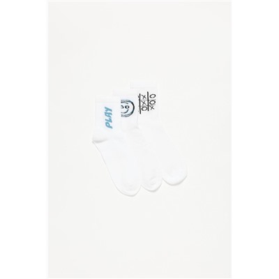 Pack of 3 pairs of slogan ankle socks