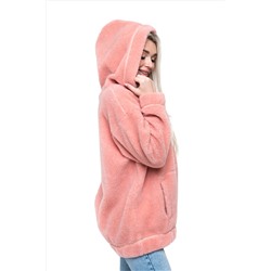Толстовка женская из овечьей шерсти оверсайз HOT TREND (с капюшоном, цвет Лосось) цвет РОЗОВЫЙ