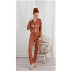 Sevim 13197 Uzun Kol Tarçın Pijama Takımı 305442