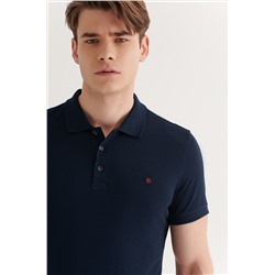 Lacivert %100 Pamuk Serin Tutan Polo Yaka T-Shirt
