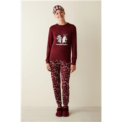 Penti Popcorn Party Baskılı Termal Bordo Pijama Takımı PN1P8V1C23SK-BX5
