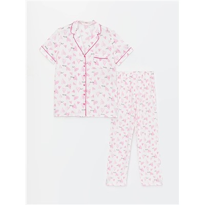 LC Waikiki Gömlek Yaka Desenli Kısa Kollu Kadın Pijama Takım, LCW DREAM                                            
                                            Gömlek Yaka Desenli Kısa Kollu Kadın Pijama Takım