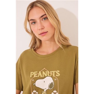 Pijama corto Snoopy caqui