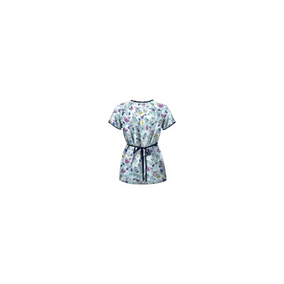 UA Doodle Owl Angel Blue Mock Wrap Scrub Top