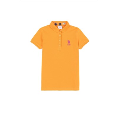Kız Çocuk Sarı Basic Polo Yaka Tişört