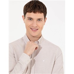 Kahverengi Slim Fit Uzun Kollu Gömlek