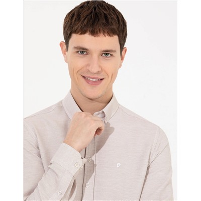Kahverengi Slim Fit Uzun Kollu Gömlek