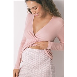 Pijama Capri "maternity" técnica canalé rosa
