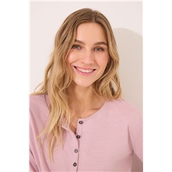 Camiseta lisa manga larga 100% algodón rosa