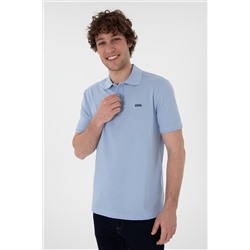 Erkek Regular Fit Polo Yaka Açık Mavi Basic Tişört