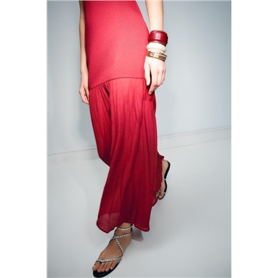 LONG COMBINED KNIT DRESS
