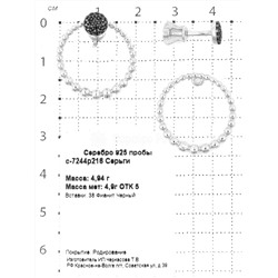 Серьги-пусеты из серебра с фианитами родированные (2 в 1) 925 пробы с-7244р216