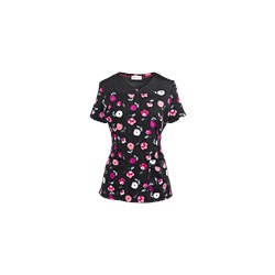 White Cross Scrubs Strike A Posie Print Top