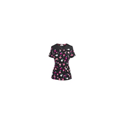 White Cross Scrubs Strike A Posie Print Top