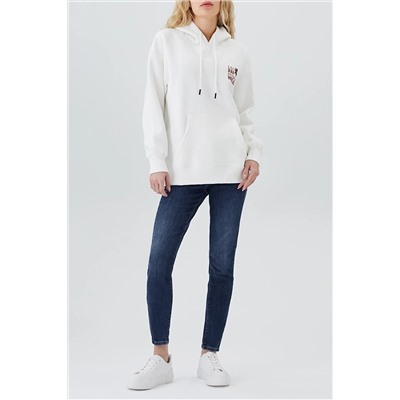 Lee Cooper Ella Kadın Kapüşonlu Sweatshirt Ekru 231 LCF 241001