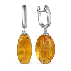 Серьги из серебра с жёлтым янтарём родированные 04-802-0108-04