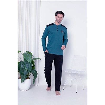 AHENGİM Man Erkek Pijama Takımı Interlok Omuz Parçalı Pamuklu Mevsimlik M70072269 1-2-10001212