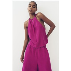 LINEN BLEND HALTER TOP