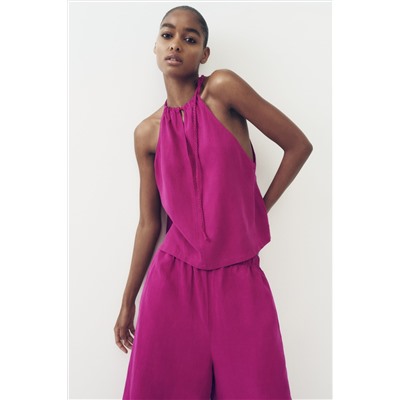 LINEN BLEND HALTER TOP