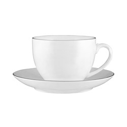 Пара чайная, 1 перс, 2 пр, 260 мл, фарфор P, белая, с серебристым кантом, White Platinum, 63328