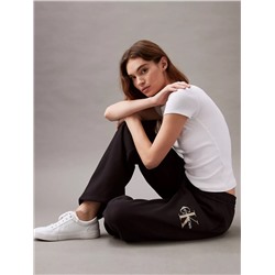 Monogram Logo Fleece Wide Leg Sweatpants