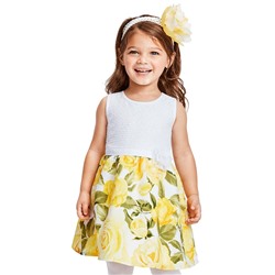 Baby And Toddler Girls Lace Floral Matching Knit To Woven Dress