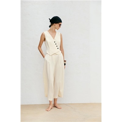 LINEN BLEND WAISTCOAT JUMPSUIT