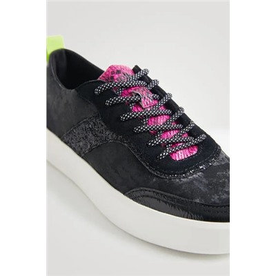 Sneakers piel sintética camuflaje glitter