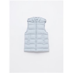 LONG QUILTED GILET WITH HOOD