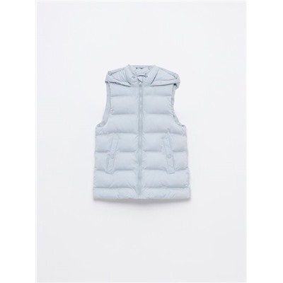 LONG QUILTED GILET WITH HOOD