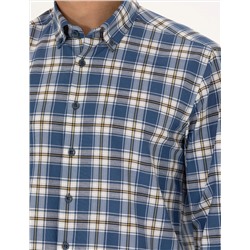 Lacivert Slim Fit Uzun Kollu Gömlek
