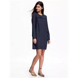 Ruffle-Trim Shift Dress for Women