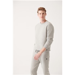 Gri Bisiklet Yaka İçi Polarlı 3 İplik Pamuklu Regular Fit Standart Kesim Unisex Sweatshirt