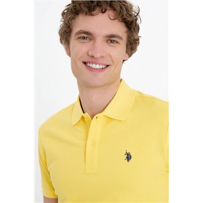 Erkek Açık Sarı Basic Polo Yaka Tişört