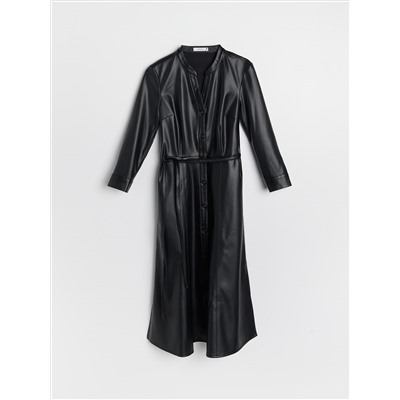 Hemdblusenkleid aus Lederimitat