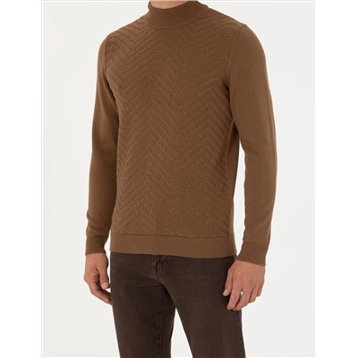 Yeşil Slim Fit Yarım Balıkçı Yaka Triko Kazak