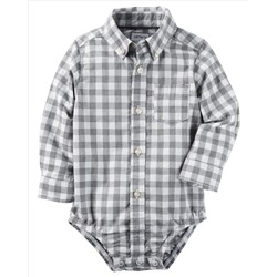 Checkered Button-Front Bodysuit