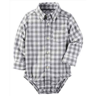Checkered Button-Front Bodysuit