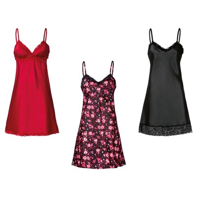 esmara® Damen Satin-Nachthemd mit V-Ausschnitt