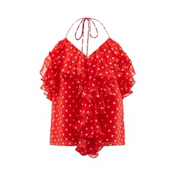 Blusa de seda Rojo y blanco