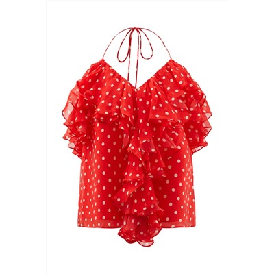 Blusa de seda Rojo y blanco