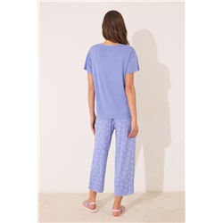 Pijama Capri manga corta azul viscosa