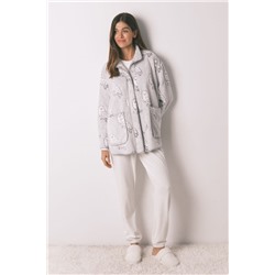 Bata corta tejido polar pelo gris "Hedwig"