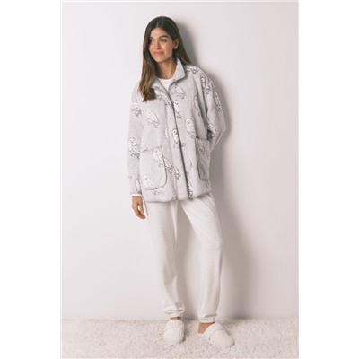 Bata corta tejido polar pelo gris "Hedwig"