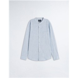 Linen Blend Shirt, Men, Blue