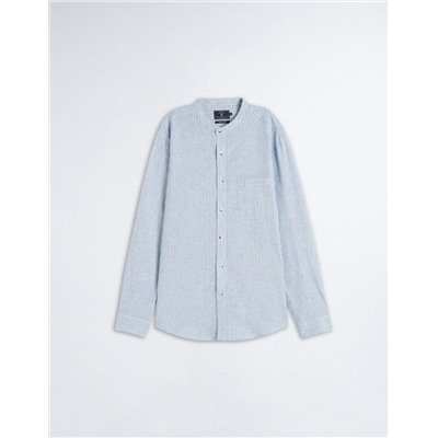Linen Blend Shirt, Men, Blue