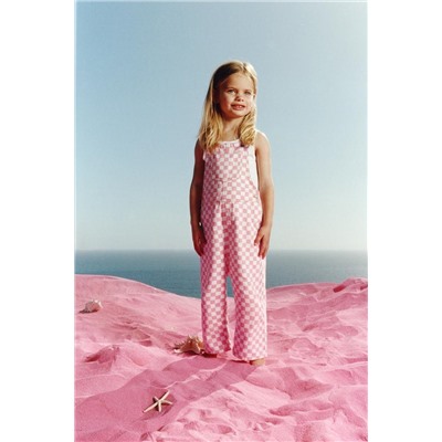 CHECKERBOARD TWILL LONG DUNGAREES