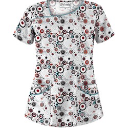 UA Mod Mix White Asymmetrical Scrub Top