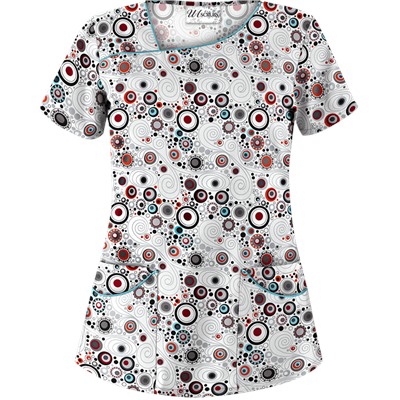 UA Mod Mix White Asymmetrical Scrub Top